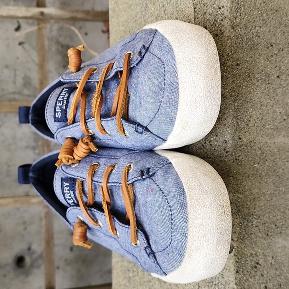 Sperry topside denim sneakers with leather tassels, sz 9.5 - Picture 2 of 7